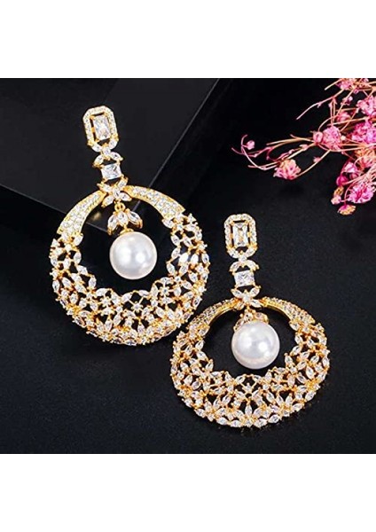 Moda Pırlanta Inci Gümüş Inci Moda Geometrik Kadın Asılı Hediyeler Altın Küpe (Yurt Dışından) fırsatları