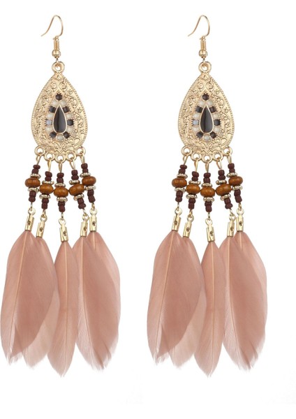 Parlak Tüy Sanatsal Retro Kare Su Damlası Kolye Yaratıcı Takı Hediye Uzun Kadın Küpe (Yurt Dışından)