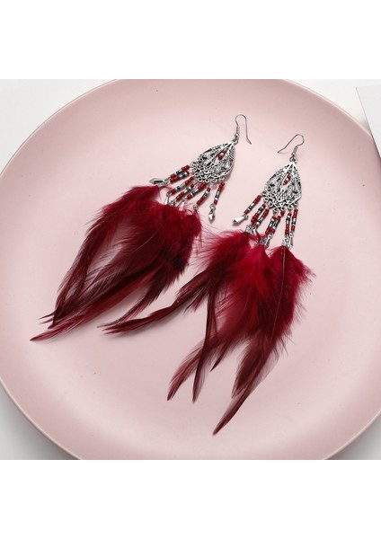 Süper Peri Abartılı Takı Etnik Tarzı Tüy Bohem Sahil Tatil Pirinç Boncuk Uzun Küpe (Yurt Dışından) fiyatları