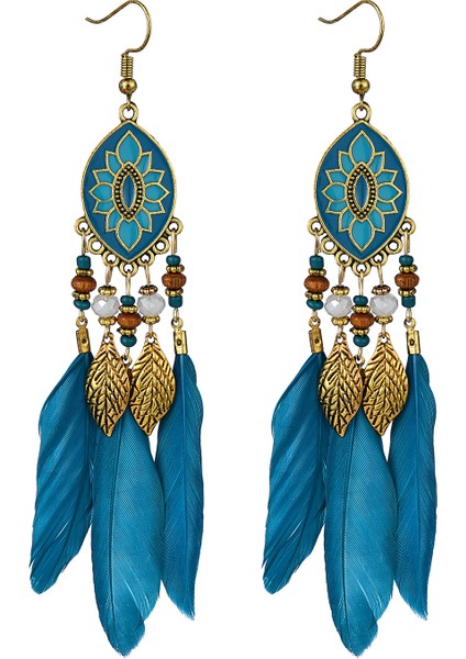 Kadın Tüy Bohemian Saçak Püskül Uzun Bırak Dangle Küpe (Yurt Dışından)