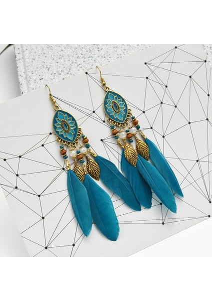 Kadın Tüy Bohemian Saçak Püskül Uzun Bırak Dangle Küpe (Yurt Dışından) fiyatları