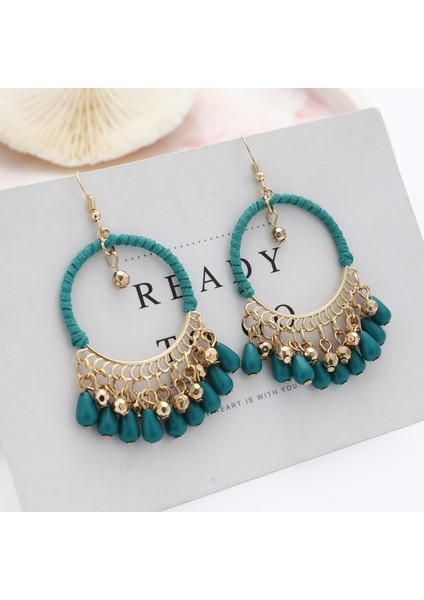 Bohem Kadın El Örgülü Yuvarlak Damla Saçaklı Küpe (Yurt Dışından) fiyatları