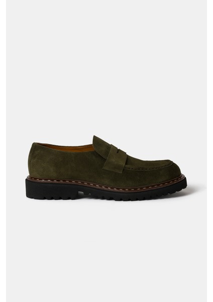 Erkek Haki Süet Kalın Tabanlı Loafer