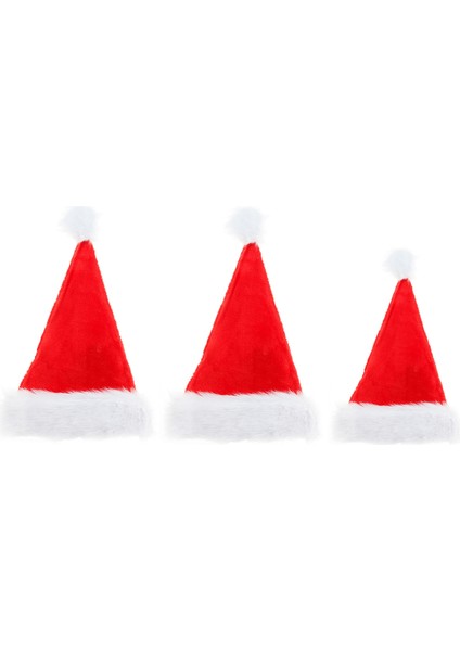 3pcs Noel Dekorasyon Şapka Peluş Kırmızı ve Beyaz Noel Baba Şapkası (Yurt Dışından)