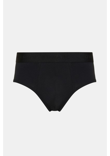 Erkek Siyah Organik Pamuklu Düz Renk Likralı Slip 2'li Paket Siyah&beyaz