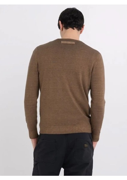 Erkek Bej Bisiklet Yaka Yün Kazak modelleri