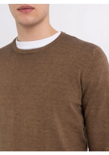 Erkek Bej Bisiklet Yaka Yün Kazak fırsatları