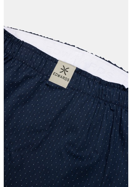 Erkek Lacivert Desenli Dokuma Boxer