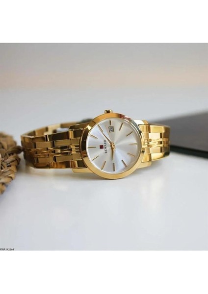 Altın Sarısı Çelik Kordon Klasik Model Takvimli Sevgili Çift Kol Saatleri fiyatları