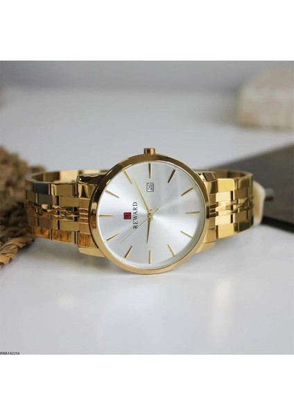 Altın Sarısı Çelik Kordon Klasik Model Takvimli Sevgili Çift Kol Saatleri modelleri