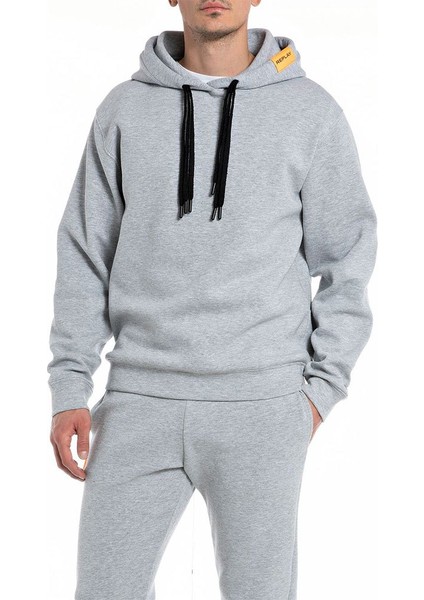 Erkek Gri Kapüşonlu Sweatshirt
