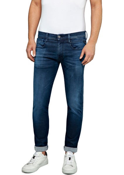 Erkek Dark Indigo Anbass Slim Fit Hyperflex Denim Pantolon