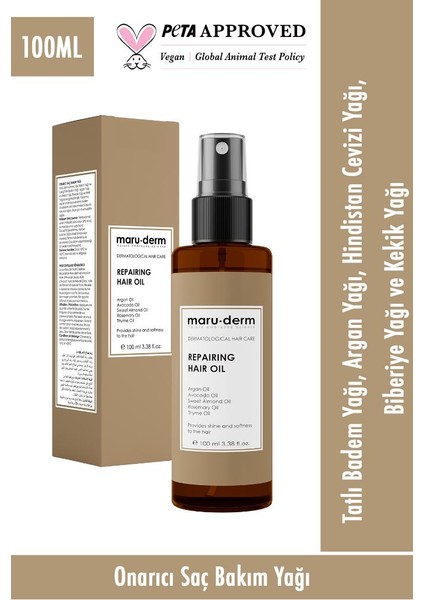 Saç Bakım Yağı 100 ml | Biberiye Yağı, Argan Yağı, Avokado & Kekik Yağı | Tüm Saç Tipleri | Vegan