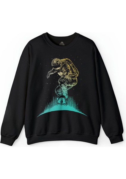 Astronot Uzay Cosmos Ay Dünya Gezegen Galaksi Baskılı Sweatshirt