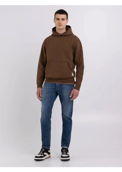 Erkek Kahverengi Kapüşonlu Sweatshirt