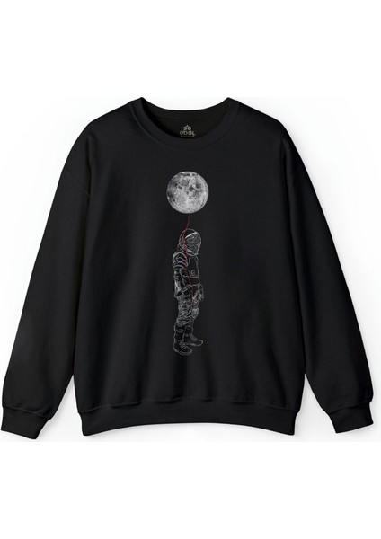 Uzay Cosmos Ay Astronot Dünya Gezegen Galaksi Baskılı Sweatshirt