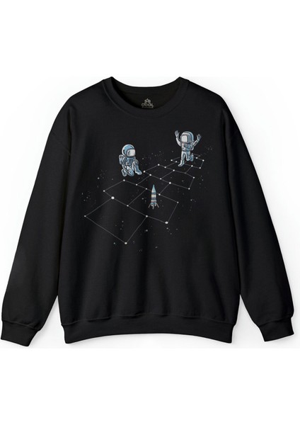 Astronot Dans Uzay Cosmos Space Galaksi Gezegen Baskılı Sweatshirt