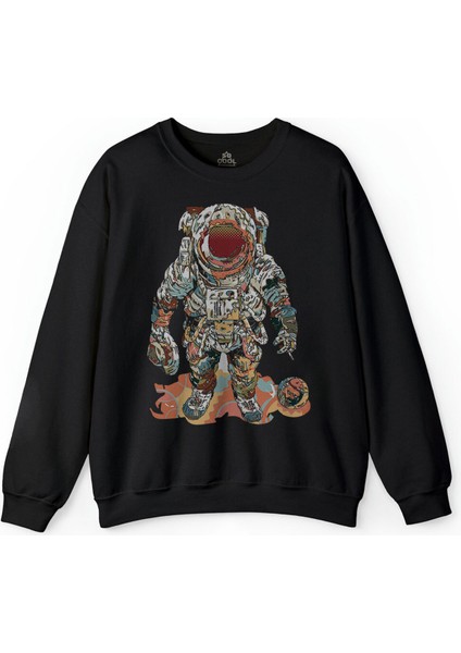 Fly Me To The Moon Astronot Gezegen Baskılı Sweatshirt
