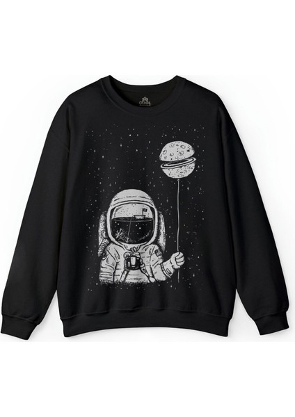Astronot Uzay Cosmos Dünya Gezegen Galaksi Baskılı Sweatshirt