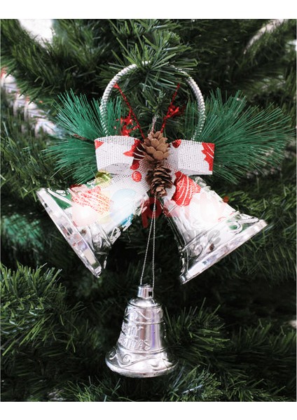 Yılbaşı Kapı Süsü Dekoratif Çanlı 25 cm Gümüş