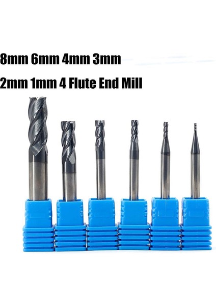 Adet 4 Flüt Freze Seti Çelikler Için Kare Cnc Karbür Freze Kesici Spiral Freze Uçları Dia (1 2 3 4 6 8mm) (Yurt Dışından) modelleri