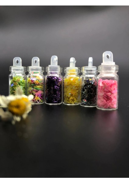 Nail Art Kavanoz Süslemeleri Çok Renkli (6lı)