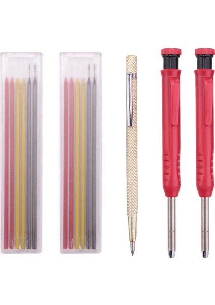Derin Delik Marangoz Kalem Seti 2 Adet Mekanik Katı Kalem 14 Dolum ve Caide Scriber Aracı Markalama Kiti ile (Yurt Dışından)