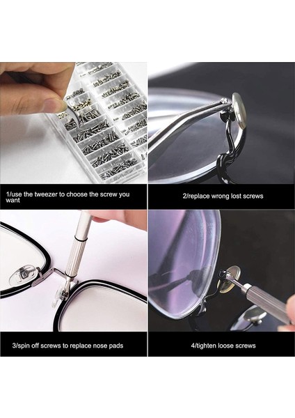 Twexqny-Gözlük Onarım Aracı Kiti 1000 Adet Gözlük Vidaları ve Somun Çeşitleri Mini Tornavida ve Cımbız Vidaları ile Tamir Kiti (Yurt Dışından) indirimleri