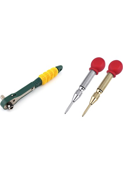1x 1/4 Kafa Tornavida Kutup 6.35MM Iç Altıgen Cırcır Lokma Anahtar ve 2 Adet Yüksek Hızlı Merkezi Yumruk, Merkezi Delgeç (Yurt Dışından)