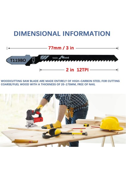 20 Parça T119BO 12 Tpı Çeşitli T-Şaftlı Kaydırma Dekupaj Testere Bıçakları, Hassas Ahşap Kesim Için Set (Yurt Dışından) fırsatları