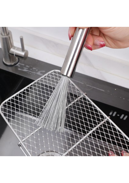 Paslanmaz Çelik Tencere Fırçası Ev Uzun Saplı Yıkama Pot Fırçası Asılı Tip Dekontaminasyon Fırçası Çelik Tel Temizleme Aracı 1 Adet (Yurt Dışından)