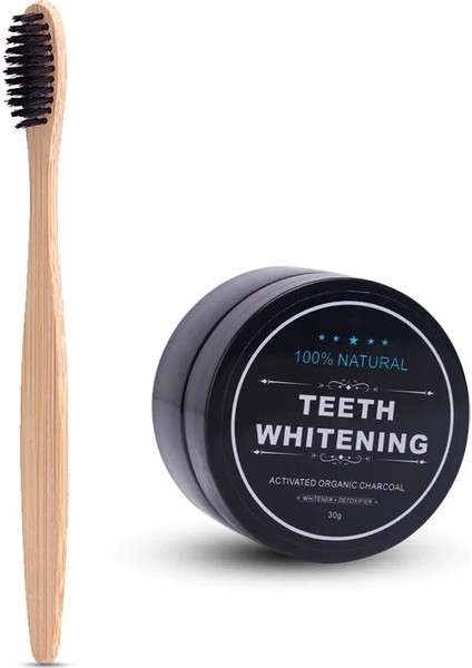 Diş Beyazlatma Bambu Kömür Diş Fırçası Yumuşak Kıllı Ahşap Diş Fırçası Diş Tozu Ağız Hijyeni Temizleme (Yurt Dışından)