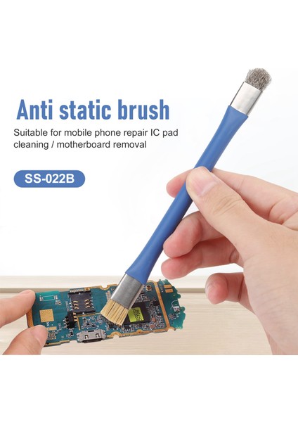 SS-022B Güvenli Fırça Anti-Statik Anakart Pcb Temizleme Fırçası Cep Telefonu Tamir Araçları Kiti Için Çift Kafa Kolaylık (Yurt Dışından) fiyatları