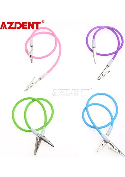 50 cm Azdent Diş Renkli Önlük Klipleri Peçete Tutucular Silikon Kordon ve Yaylı Klipsler 4 Renk Enstrüman (Yurt Dışından)