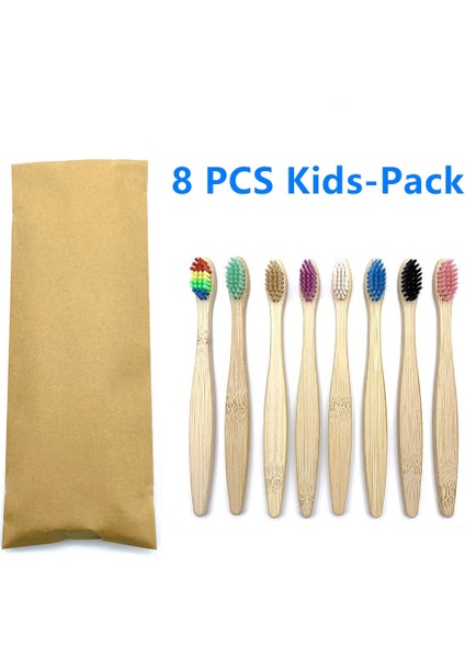 8-Pack Renkli Doğal Bambu Diş Fırçası Çevre Ahşap Gökkuşağı Bambu Diş Fırçası Ağız Bakımı Yumuşak Kıl (Yurt Dışından) fiyatları