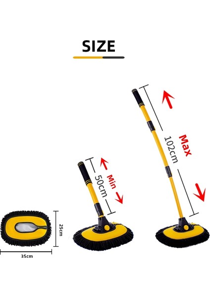 Araba Temizleme Fırçası Araba Yıkama Fırçası Teleskopik Uzun Saplı Araba Yıkama Paspas Fırçası Şönil Süpürge 15°fırça Çubuğu 180°DÖNME Açısı (Yurt Dışından)