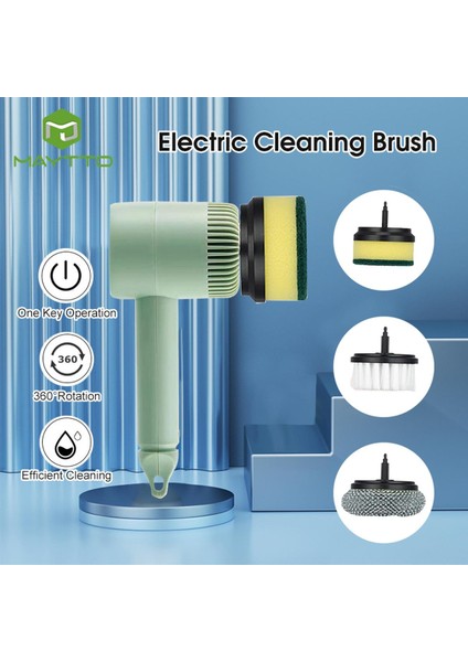 Maytto Elektrikli Ev Fırça Elektrikli Kablosuz Temizleme Fırçası El Fırçası Çok Fonksiyonlu Temizlik Mutfak Banyo Için (Yurt Dışından)