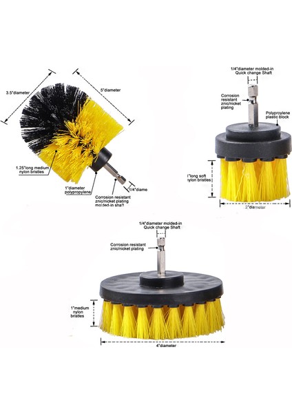 [ayak Izi] 3 Adet/takım Güç Scrubber Temizleme Matkap Fırçası Kiremit Harç Araçları Küvet Temizleyici Combo Yuvarlak Temizleme Fırçası Halı Cam Lastik Elektrikli Scrubber Aksesuarları (Yurt Dışından) fiyatları