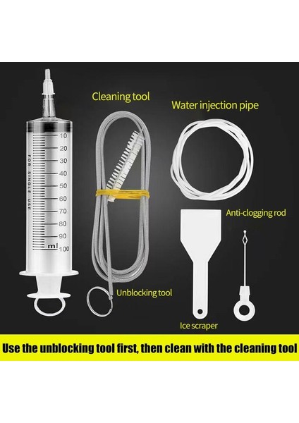 Adet Buzdolabı Drenaj Temizleme Fırçası Yıkama Fırçası Emme Şırınga Hortumu Buzdolabı Temizleyici Çubuk Tarama Aracı Buzdolabı Drenaj Deliği Kiti (Yurt Dışından)