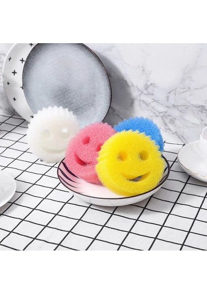 [eğlencelı Canlı] 4 Adet/takım Güçlü Temizlik Sihirli Gülen Bulaşık Sünger Ev Banyo Mutfak Temizlik Aracı Güçlü Ovma Pedleri Silin (Yurt Dışından)