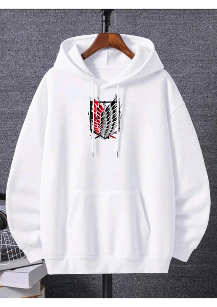 ARC Shoping Attack On Titans Baskılı Sweatshirt - Oversize Kapüşonlu Şardonlu