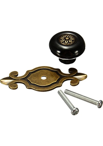 Flyeer Vintage Seramik Kapı Kolları Çekmece Dolap Dolap Dolap Çekme Kolu Siyah + Bronz (Yurt Dışından)