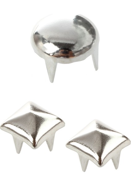 400 Adet Perçin Punk Dekorasyon Perçin Perçin Gümüş - 200 Adet Bakır 8mm Gümüş Yuvarlak Koni Perçin ve 200 Adet Bakır 6 mm Gümüş Piramit Perçin (Yurt Dışından)