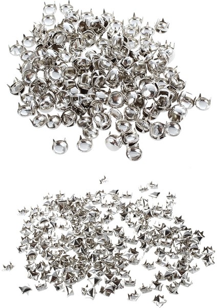 400 Adet Perçin Punk Dekorasyon Perçin Perçin Gümüş - 200 Adet Bakır 8mm Gümüş Yuvarlak Koni Perçin ve 200 Adet Bakır 6 mm Gümüş Piramit Perçin (Yurt Dışından) fiyatları