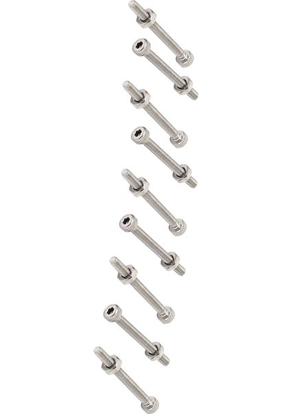 Flyeer M2 x 20MM Uzun Altıgen Soket Tırtıllı Başlık Vidası Cıvata Somun Seti 20 Adet (Yurt Dışından)