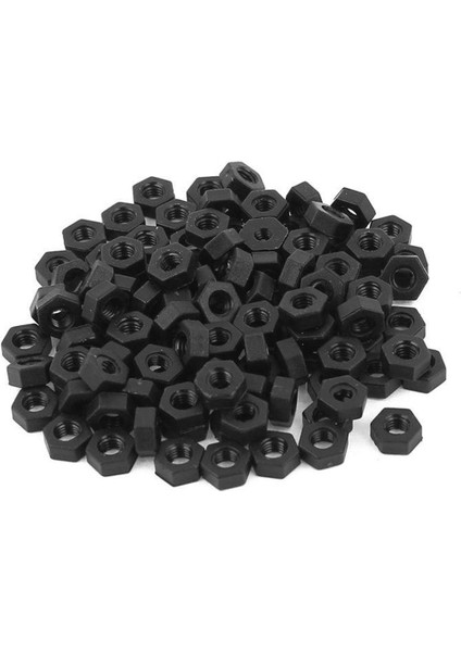 100 Adet M3 Dişli Ekleme Kilit Sabitleme Vidası Naylon Somunlar Altıgen Siyah (Yurt Dışından)
