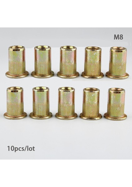 10 Adet Perçin Ekleme Nutsert Cap Perçin Somunu Çinko Kaplama Karbon Çelik Tırtıllı Somun Eatop (Yurt Dışından)