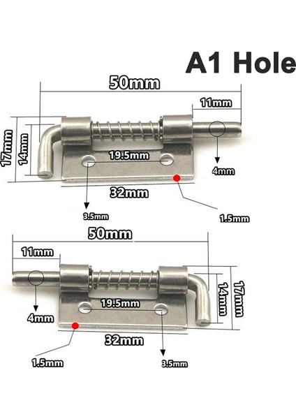 1 Çift 304 Paslanmaz Çelik Yüklü Menteşe Güvenlik Yaylı Cıvata Varil Mandalı Dolabı (Yurt Dışından)