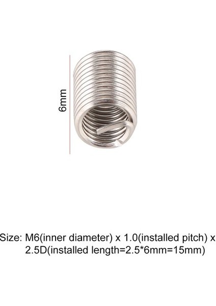 50PCS Dişli Ekler M6 1.0 2.5d Paslanmaz Çelik Helicoil Aletler Vida Kolu (Yurt Dışından)