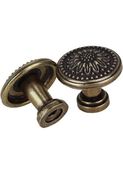 Srıwen 10 Paket Antik Bronz Çiçek Yuvarlak Saplı Mutfak Dolabı Dolap Kapı Çekmece Çekme Topuzu Vidalar ile 25X23MM (Yurt Dışından)